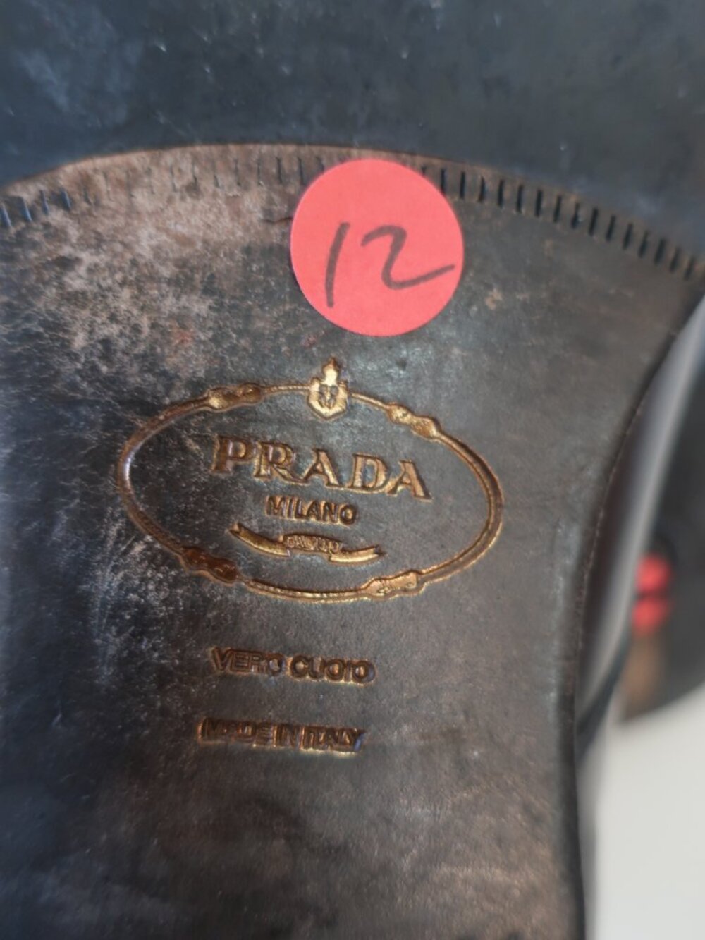 Mens Prada Black Leather Square Toe Oxford Lace Up Shoes Size 11 - Picture 11 of 12